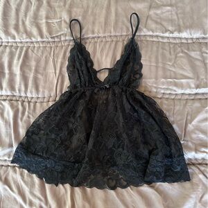 Black Lace Babydoll Top